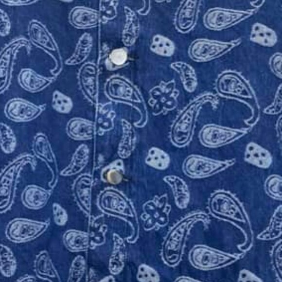 Vintage Paisley Print Denim Jacket with Corduroy Collar - Picture 3 of 5